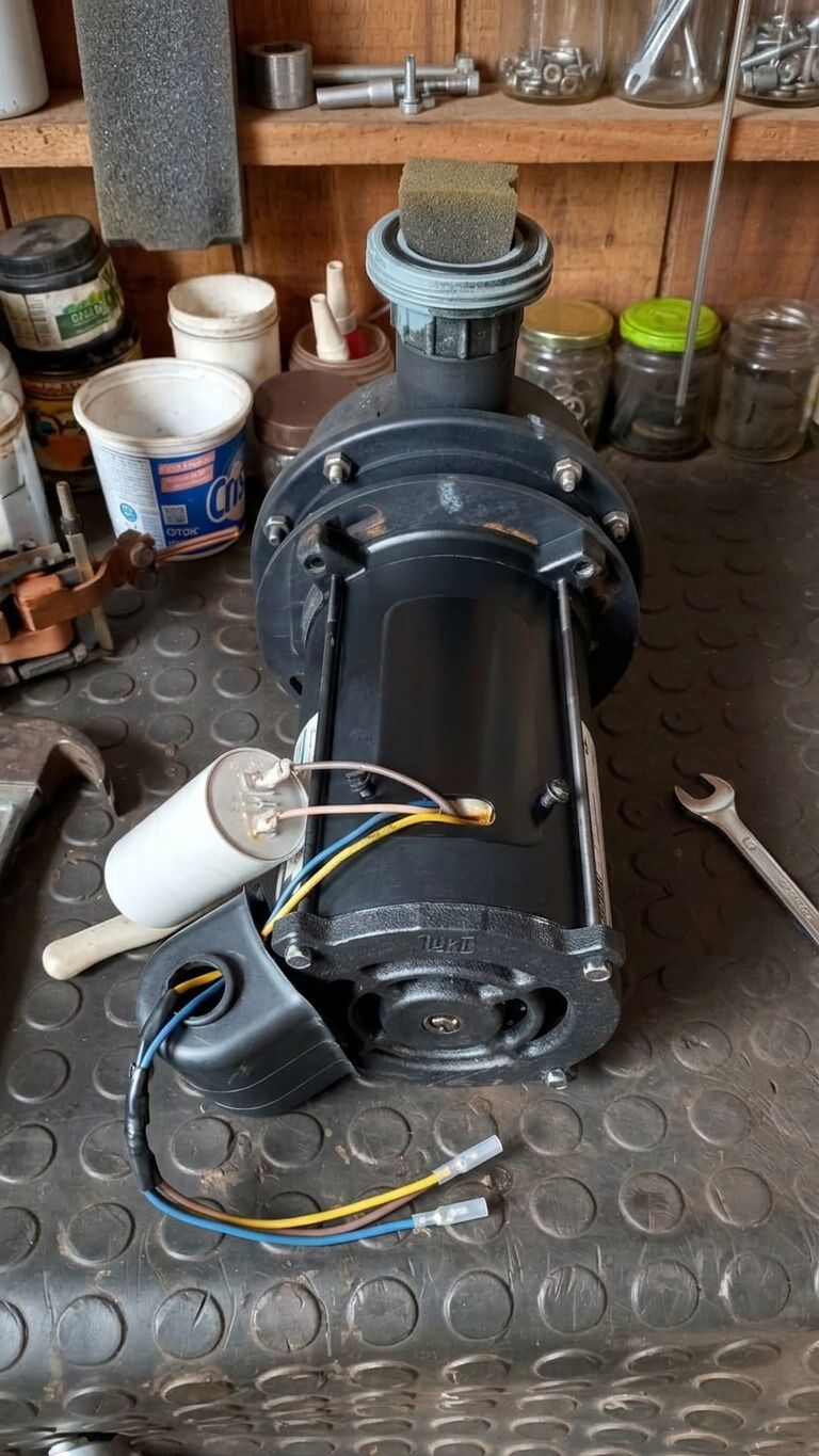 Técnico da ZN Motores Elétricos realizando a rebobinagem manual de um motor elétrico na oficina